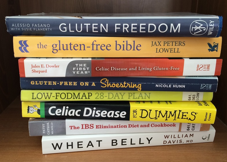 stack of books on Celiac disease